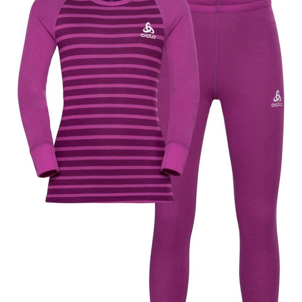 Odlo Purple Striped Warm Base Layer Set